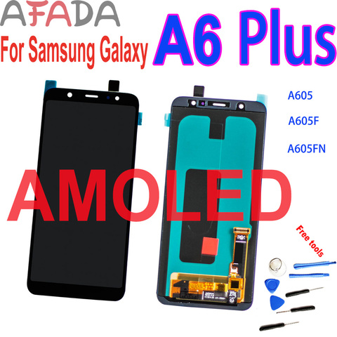 Pantalla LCD AMOLED de 6 pulgadas para móvil, montaje de digitalizador con pantalla táctil de repuesto de 2220x1080 para Samsung Galaxy A6 + A6 PLUS A605, A605F, A605FN ► Foto 1/6