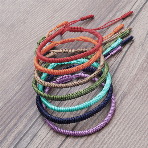 Pulsera amuleto de cuentas tibetanas hechas a mano para hombres y mujeres, pulsera de cuerda de la suerte, nudos, hilo de cera, ajustable ► Foto 1/6