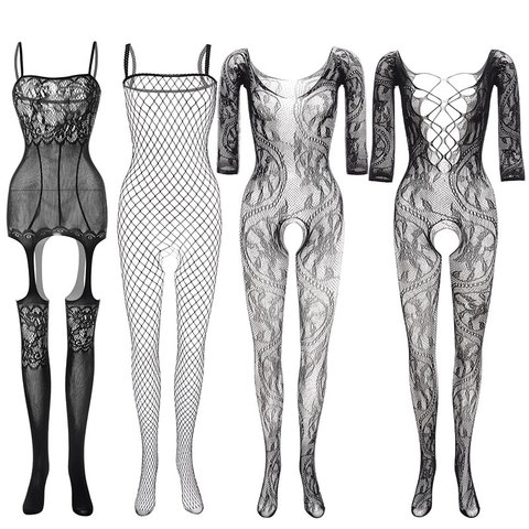 Nueva ropa interior sin entrepierna abierta sexy disfraces de red bodysuit sexual romántico acesories plaid bodystocking body suit ► Foto 1/6