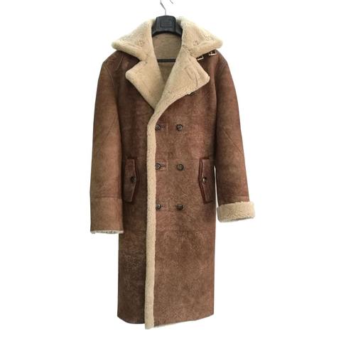 Abrigo de piel de oveja Extra largo para hombre, chaqueta gruesa de piel auténtica, Formal, para invierno, Natural, 7XL, 2022 ► Foto 1/6