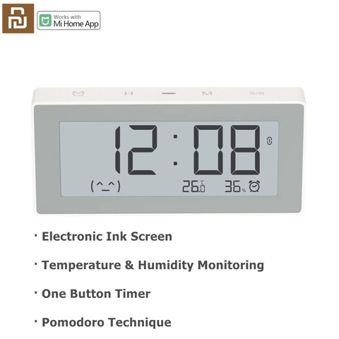 Miaomiaoce-termómetro eléctrico inteligente BT4.0, higrómetro de reloj Digital, herramientas de medición de temperatura de tinta electrónica, funciona con aplicación inteligente ► Foto 1/6
