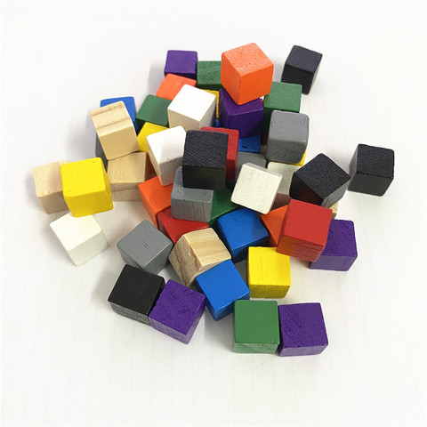 50 unids/lote 10mm Colores dados de madera cubos de piezas de ajedrez ángulo recto para Token rompecabezas juegos de educación temprana ► Foto 1/6