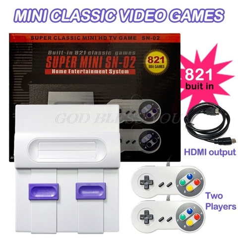 SUPER MINI SNES NES-consola de videojuegos clásica Retro, reproductor de juegos de TV integrado, 821 juegos con mandos duales, envío directo ► Foto 1/6