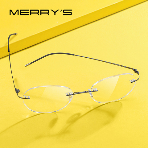 MERRYS-Montura de gafas de aleación de titanio para hombre y mujer, anteojos sin montura, redondos, ultralivianos, Marcos ópticos sin marco, S2886 ► Foto 1/6