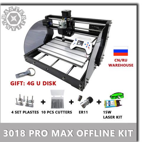 CNC 3018 Pro Max grabador láser GRBL DIY 3 ejes pcb fresadora láser grabado máquina madera Router actualización 3018pro con fuera de línea. ► Foto 1/6