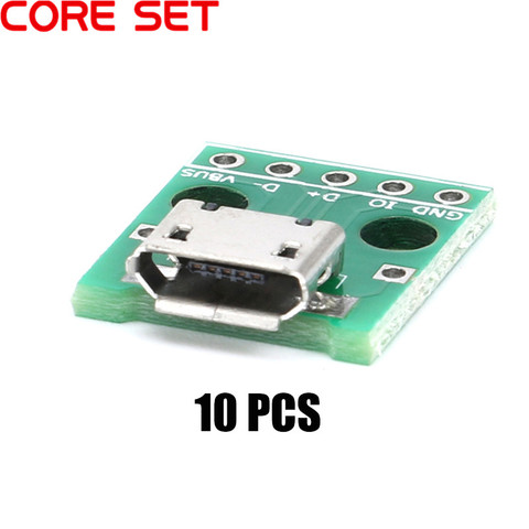 10 unids Mini Micro USB A DIP 2,54mm adaptador 5pin conector hembra módulo Panel hembra 5 pines Pinboard B tipo PCB ► Foto 1/6