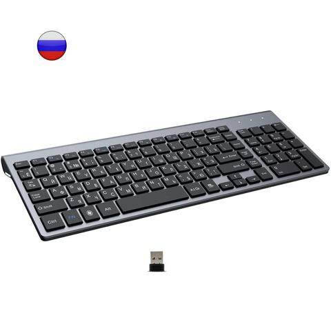 Teclado inalámbrico Delgado en ruso e inglés, 101 teclas, 2,4G, bajo ruido, para portátil, Windows, PC, escritorio, TV inteligente ► Foto 1/6