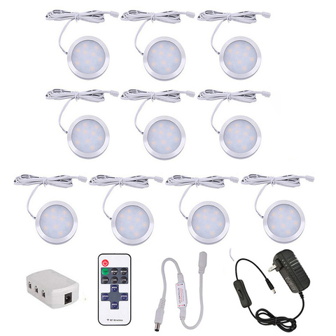 Luces led de CC de 2,5 W y 12V para debajo del armario, luces Puck con Control remoto, regulable, para encimera de cocina, iluminación de armario, luces nocturnas para interiores ► Foto 1/6