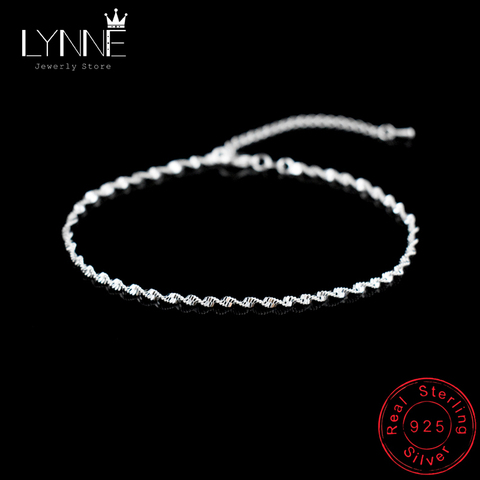 De moda tejido trenzado cadena para las mujeres pulsera gran oferta 925 tobilleras de plata fina pulsera para las mujeres joyería de pie tobillera pie ► Foto 1/6