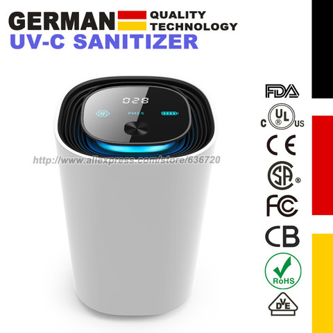 Purificador de aire inteligente y ionizador UV portátil, Monitor de calidad del aire, PM2.5, mata el 99.9% de los virus y las bacterias ► Foto 1/6