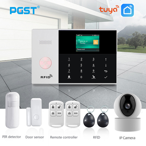 Sistema de alarma PGST PG105 TUYA GSM con WiFi, cámara IP, Detector de humo RFID, alarma de seguridad antirrobo para el hogar, Kit de casa inteligente ► Foto 1/6