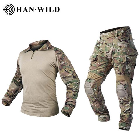 Pantalones de caza, traje G3, uniforme militar táctico, traje de fuerzas Multicam, pantalón de caza, camisa de combate, pantalones Airsoft militar con almohadillas ► Foto 1/6