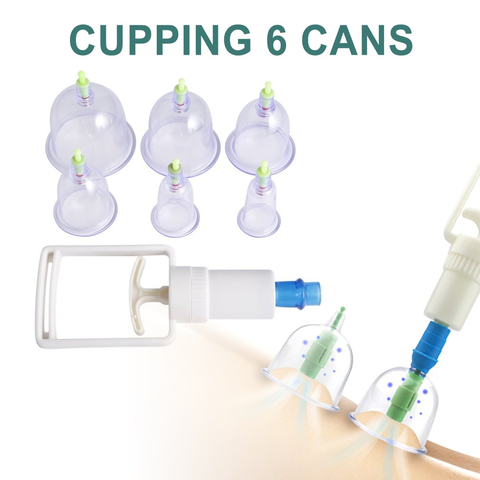 (6 tazas 1 bomba de succión) vacío médico chino latas cupping cups set body back Kit de terapia de masaje anti-celulitis masajeador ► Foto 1/6