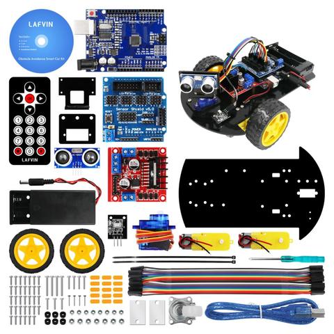 Kit de Chasis de coche Robot inteligente 2WD con módulo ultrasónico, control remoto para Arduino DIY ► Foto 1/6