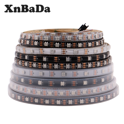 Tira de luces Led inteligente RGB, tira de luces Led WS2812B 30/60/74/96/144 leds/m WS2812 en negro/blanco PCB IP30/65/67, DC5V 1M 2M 3M 4M 5M ► Foto 1/6