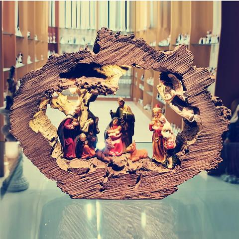 Zayton escena de Natividad conjunto figurita de la familia Santa Casa decoración Cristo estatuas Jesús María y José escultura en miniatura, regalo de Navidad ► Foto 1/6