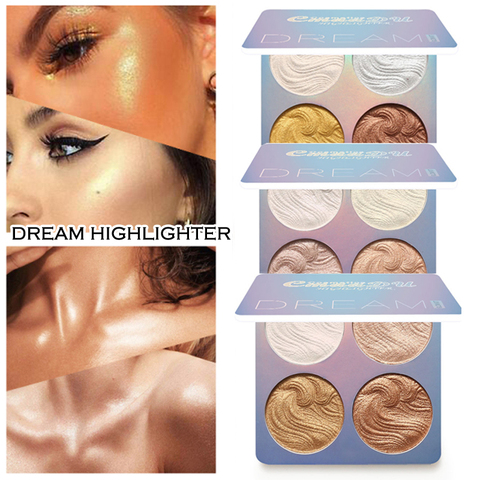 Paleta de polvo de resaltador de 4 colores, bronceador de polvo brillante de alto brillo para la cara, paleta de maquillaje cosmético de reparación Hailey ► Foto 1/6