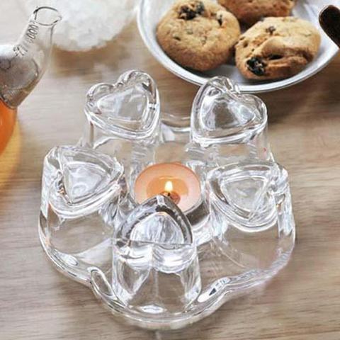 Teteras de cristal con forma de corazón y resistencia al calor, calentador de flores, Base de calentamiento, soporte para velas, utensilios para calentar té ► Foto 1/6