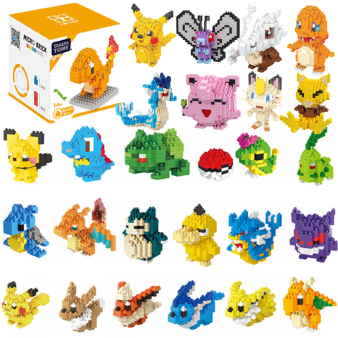 Bloques de construcción de Pokémon, 41 estilos con caja, dibujos animados pequeños, Picachu, modelo Animal, juego educativo, gráficos, Juguetes ► Foto 1/6