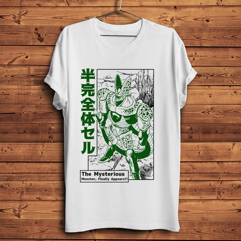 Camiseta divertida de dbz cell perfect form para hombre, ropa de calle de dragón de manga, informal, blanca, unisex ► Foto 1/4