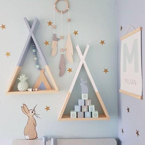 Estante de almacenamiento colgante de madera para cuarto de niños, estante de pared nórdico para decoración de habitación infantil ► Foto 1/6