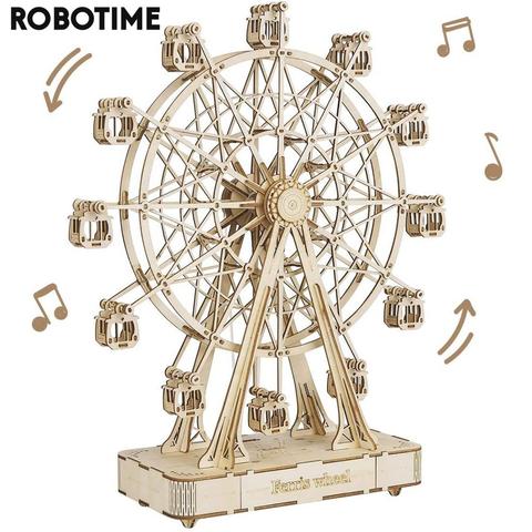 Robotime-noria 3D giratoria de 232 Uds., Noria, bloques de construcción en miniatura de madera, Kits de montaje, juguete para regalo para niños y adultos, TGN01 ► Foto 1/5