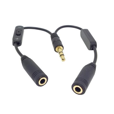 Conector Jack de auriculares divisor con separado control de volumen de 3,5mm Cable de Audio estéreo Y divisor 3,5mm macho a 2 puertos jack de 3,5mm ► Foto 1/6