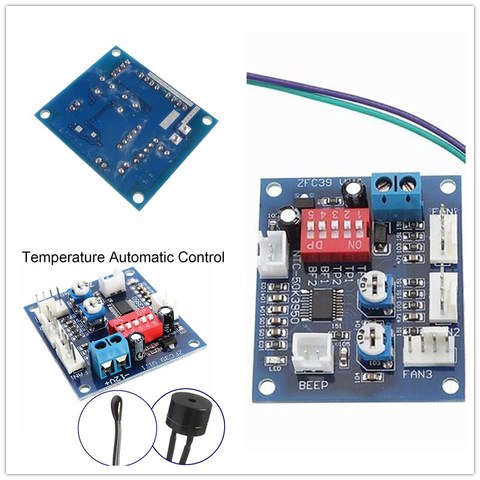 Ventilador de CPU PWM 12V 5A, Control de temperatura, placa controladora de velocidad, bozal de sonda de temperatura, 1 ud. ► Foto 1/4