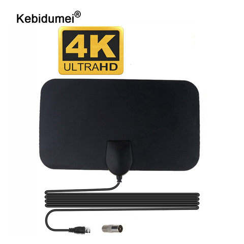 Kebidumei de alta calidad 4K 25dB de alta ganancia HD TV caja DTV Antena De TV Digital 50 millas de activo de antena HD diseño plano ► Foto 1/6