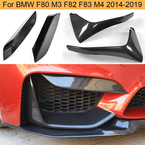 Fibra de carbono coche separadores de parachoques delantero para BMW F80 M3 sedán 4D F82 F83 M4 Coupe 2D 2014-2022 divisor delantero lámpara de niebla de cubierta ► Foto 1/6