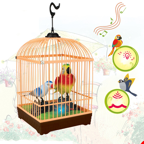 Juguete eléctrico de inducción de pájaros para niños, jaula con Control de voz para loros, animales, aves, regalo de cumpleaños ► Foto 1/6