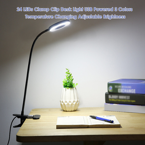 Lámpara led de lectura para escritorio, luz de escritorio regulable continua, 6W, 24LED, CC, 5V, puerto de carga USB, protección ocular ► Foto 1/6