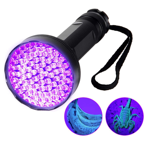 UV linterna negra Super brillante 100 linterna LED ultravioleta Detector ultravioleta linterna para orina de perro para mascotas las manchas y las chinches de cama ► Foto 1/6