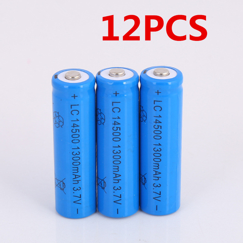 12 unids/lote de gran capacidad 3,7 mAh 1300 V batería recargable 14500 batería recargable de ión-litio para batería de linterna ► Foto 1/4