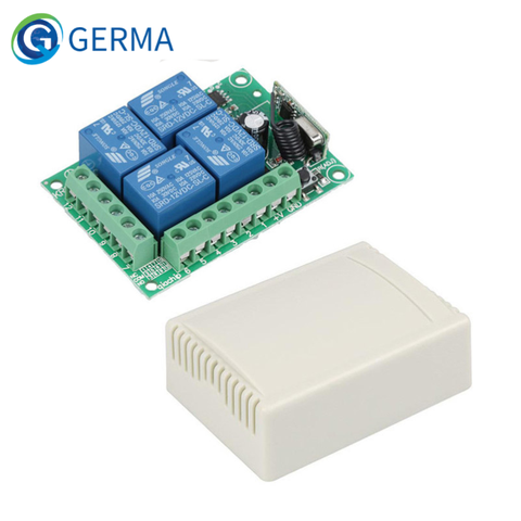 GERMA-Interruptor de Control remoto inalámbrico Universal, 433 Mhz, cc 12V 4 CH, módulo receptor de relé de RF para puerta de garaje de casa inteligente, 433 Mhz ► Foto 1/6