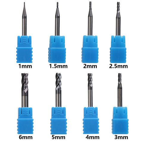 Fresadora de aleación de acero de carburo de tungsteno, cortador de extremo de molino de Metal de corte Endmill 4, 1/1, 5, 2/2, 5, 3, 4, 5 y 6mm, 1 ud. ► Foto 1/6