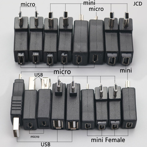 Adaptador de carga para teléfono, conector de alimentación Micro/Mini USB o USB 2,0 macho y hembra para impresora, MP5, 1 Uds. ► Foto 1/6