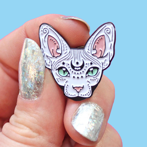 Broche de esmalte de gato Sphynx místico, alfileres de solapa, insignia de Metal de aleación, accesorios de joyería, regalos ► Foto 1/4