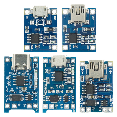 10 Uds tipo c/Micro USB 5V 1A 18650 TP4056 Módulo de cargador de batería de litio placa de carga con protección Dual funciones 1A Li-ion ► Foto 1/6