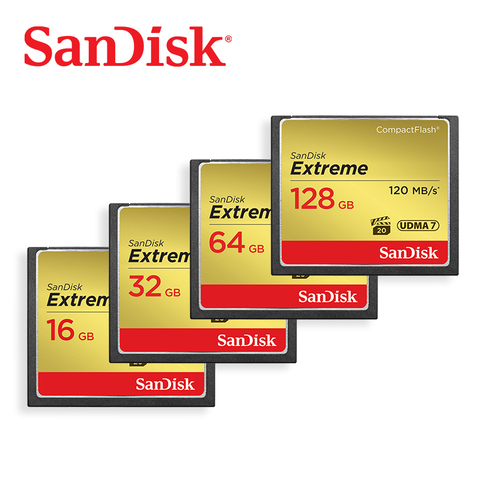 SanDisk extreme PRO tarjeta de memoria 32GB 64GB 128GB 120 M/S tarjeta CF de alta velocidad flash compacto tarjeta para DSLR y videocámara HD descuento ► Foto 1/6