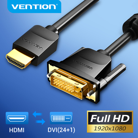 Vention Cable HDMI a DVI Bi-dirección HDMI macho 24 + 1 DVI-D adaptador macho 1080P Convertidor para Xbox HDTV DVD LCD Cable DVI a HDMI ► Foto 1/6