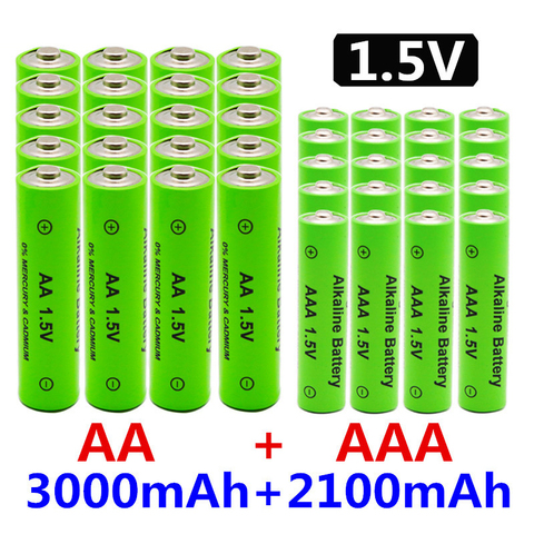 Pilas AA y AAA recargables para aparatos electrónicos, baterías recargables NI MH de tipo AA con capacidad de 3000mAh y AAA con capacidad de 2100 mAh, ambas de 1.5V perfectas para linternas, juguetes electrónicos y reproductor Mp3 ► Foto 1/6