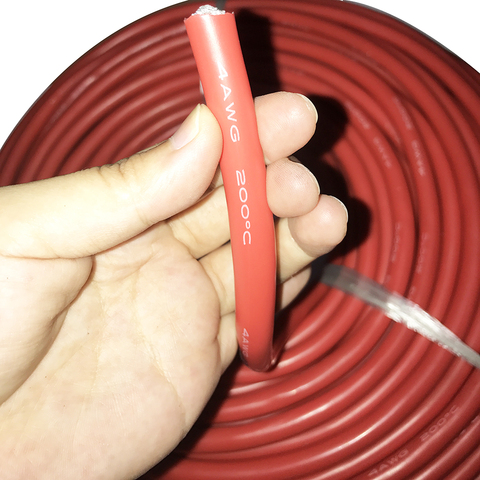 Cable de silicona Original, 4 AWG, calibre de Cables, Cable de cobre estañado rojo y negro, Cables suaves de 4AWG -60-200 grados, Línea de Alta Temperatura ► Foto 1/6