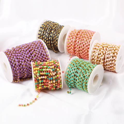 5 yarda 3/4mm de grado superior más colores Cadena de acrílico taza del Rhinestone talla de diamantes de imitación Trim de cadena de tazas de Strass para DIY ropa ► Foto 1/6