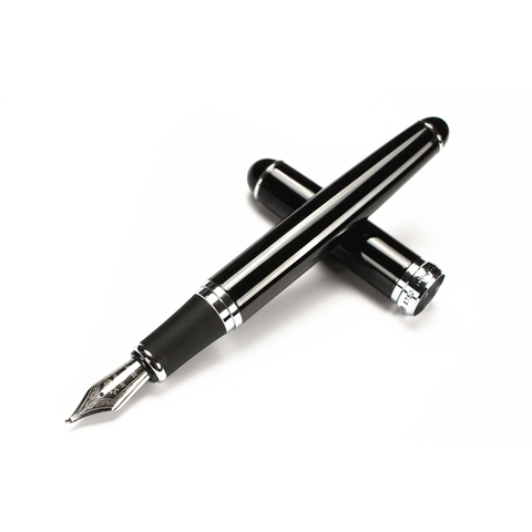 Hilton X750 suave Clip negro y plata 1,0mm curva punta caligrafía pluma de alta calidad pluma de Metal regalo de Navidad plumas ► Foto 1/6