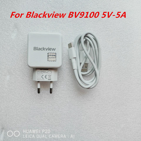 Nuevo Original Blackview BV9100 USB Cargador/adaptador de corriente viajes de la UE de conmutación fuente de alimentación + tipo-C Usb Cable de datos de línea 5V 5A ► Foto 1/3