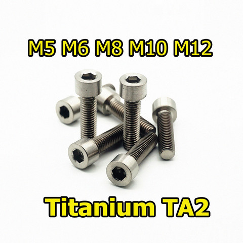 10 Uds M5 M6 M8 M10 M12 tornillo de titanio DIN912 columna cabeza hexágono gris Color Ti pernos tornillos de titanio Ti sujetadores ► Foto 1/6