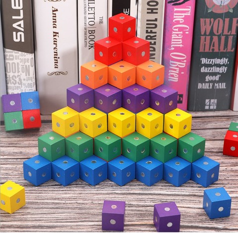 Cubo magnético de bloques de madera 3D para niños, bloques de construcción magnéticos, juguetes educativos de matemáticas, regalo de Navidad, 70 Uds. ► Foto 1/6