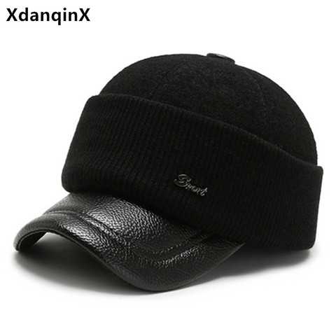 XdanqinX-gorros de béisbol gruesos y cálidos para hombre, sombrero de orejeras plegable de lana con protección para las orejas, de algodón, de marca, novedad de invierno ► Foto 1/6