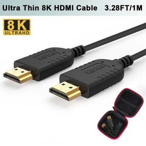 FOINNEX-Cable HDMI ultradelgado, Cable de HDMI 2,1 ultrafino de 48Gbps, 3,28 pies, 8K @ 60Hz, HDR de alta velocidad para proyector de TV HD, PS4 ► Foto 1/6